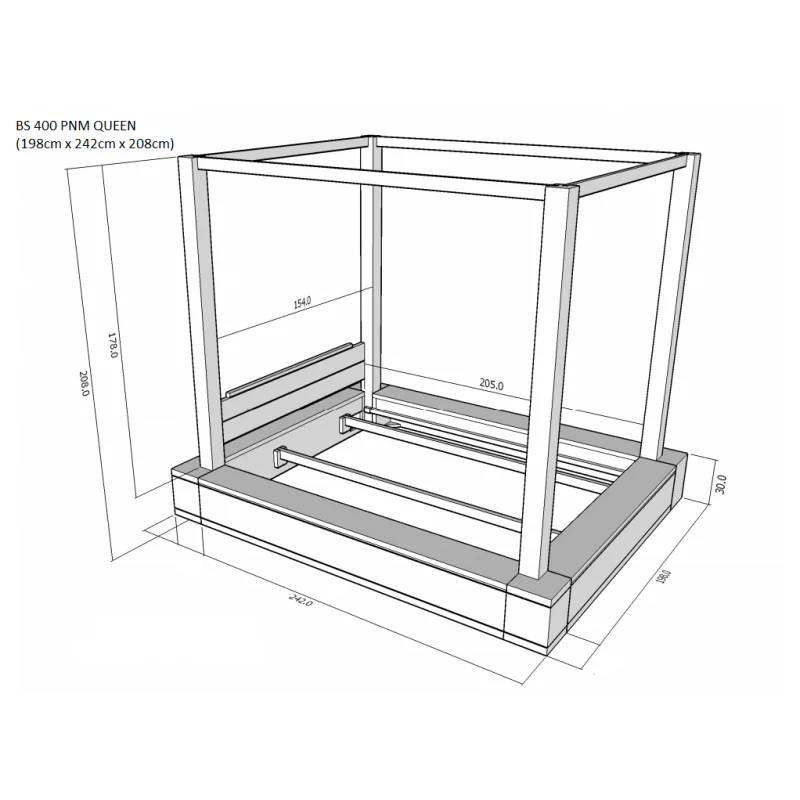 Amsterdam 4 Poster Bed Queen Size for Mattress 153 x 193 cm TEK168 BS 400 PNM QS Canopy Bed ( Queen ) - Image 4