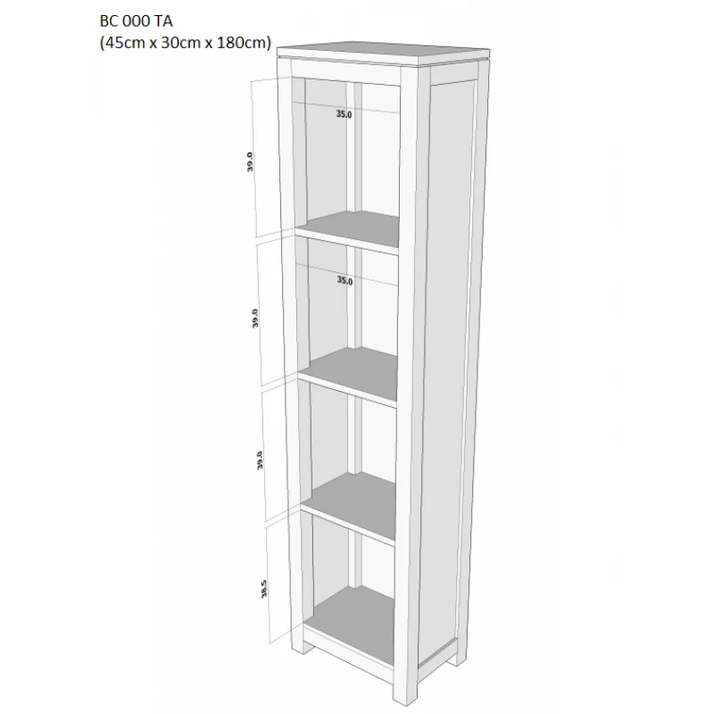 Amsterdam Solid Teak Timber Slim Bookcase - TEK168 BC 000 TA C ( Picture for Reference ) ( White Colour ) - Image 5