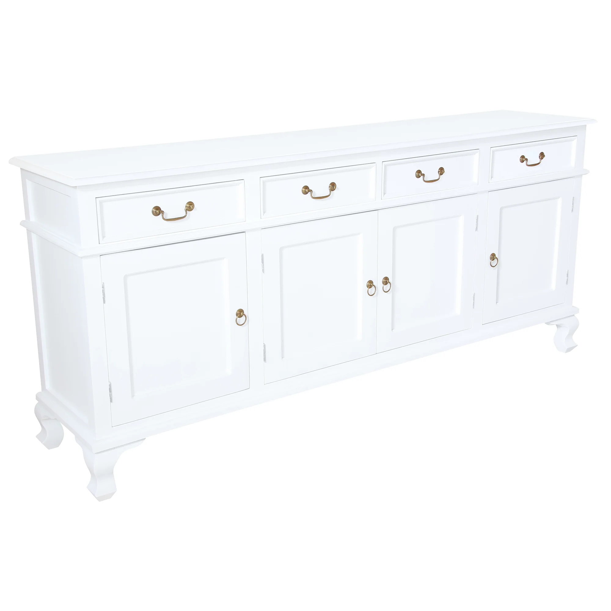 Queen Anna Solid Teak Wood Timber 4 Door 4 Drawer 200cm French Buffet Sideboard Table - White TEK168 SB 404 QA ( Picture for Reference Only ) - Image 4