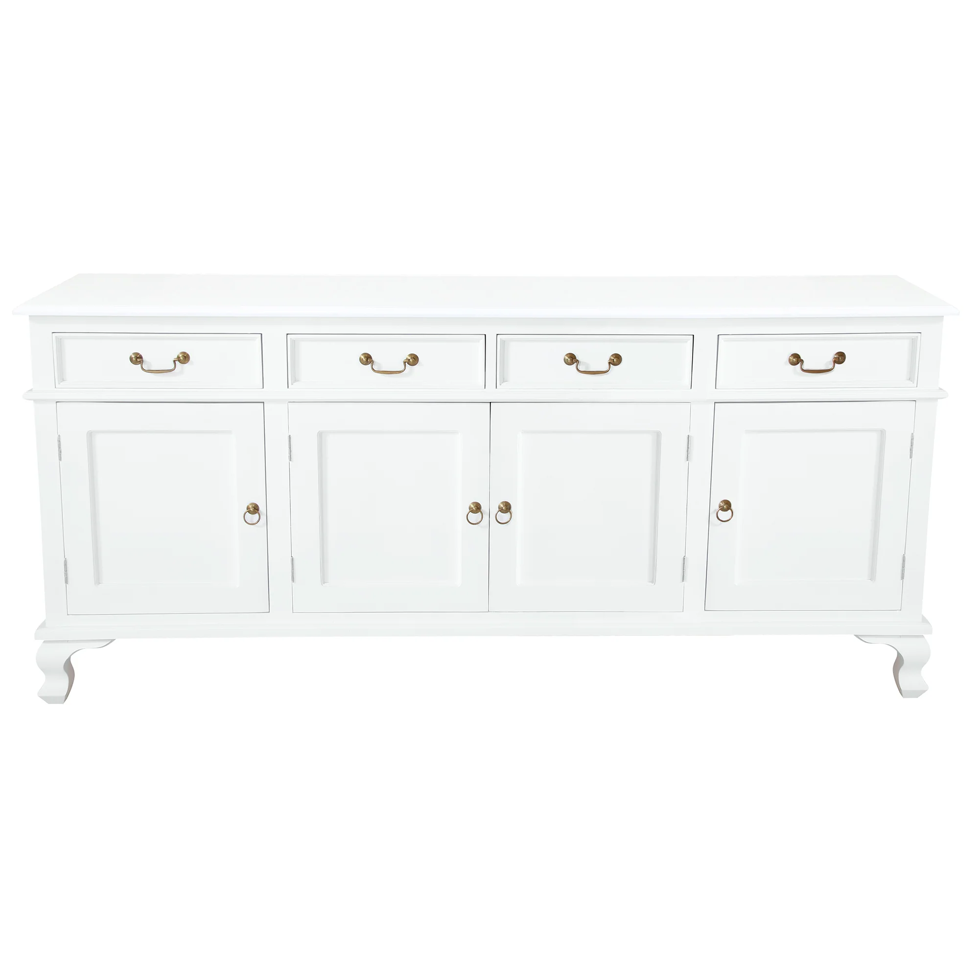 Queen Anna Solid Teak Wood Timber 4 Door 4 Drawer 200cm French Buffet Sideboard Table - White TEK168 SB 404 QA ( Picture for Reference Only ) - Image 5