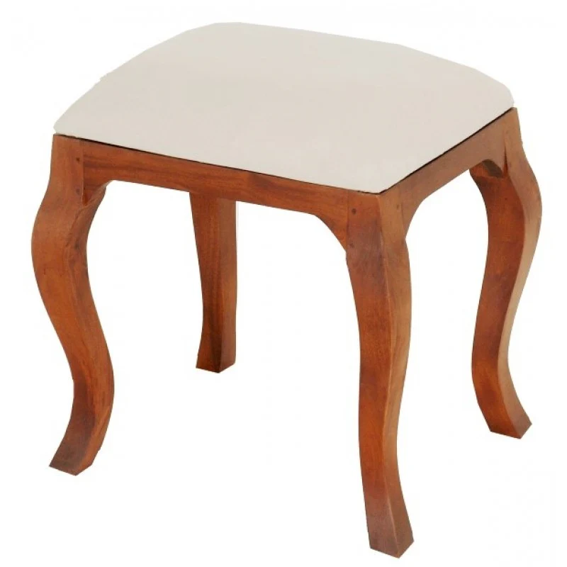 Queen AnnMary French Stool with attached cushion TEK168 CH 001 QA ( Picture Illustration for Reference Only ) ( with Cream White Fabric  ) ( White Colour ) - Image 5